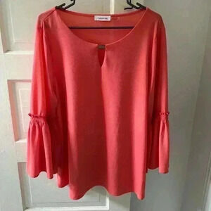 Calvin Klein Coral‎ Peach flowy blouse size large